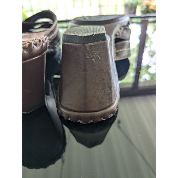 Rialto Sandals Womens Size 7.5 Sadie Comfort Brown Strappy Wedge Heel Stitching - Picture 11 of 11